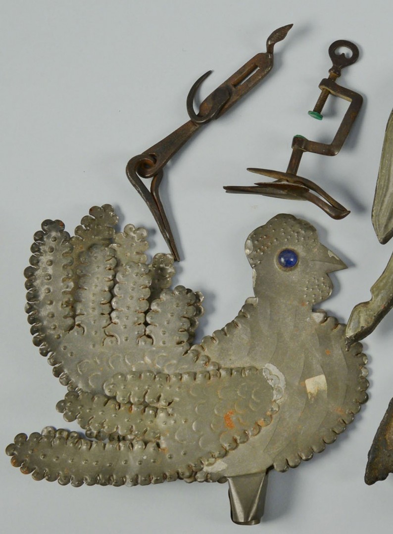 Lot 539: 10 iron and tin animal related items, 19th c.