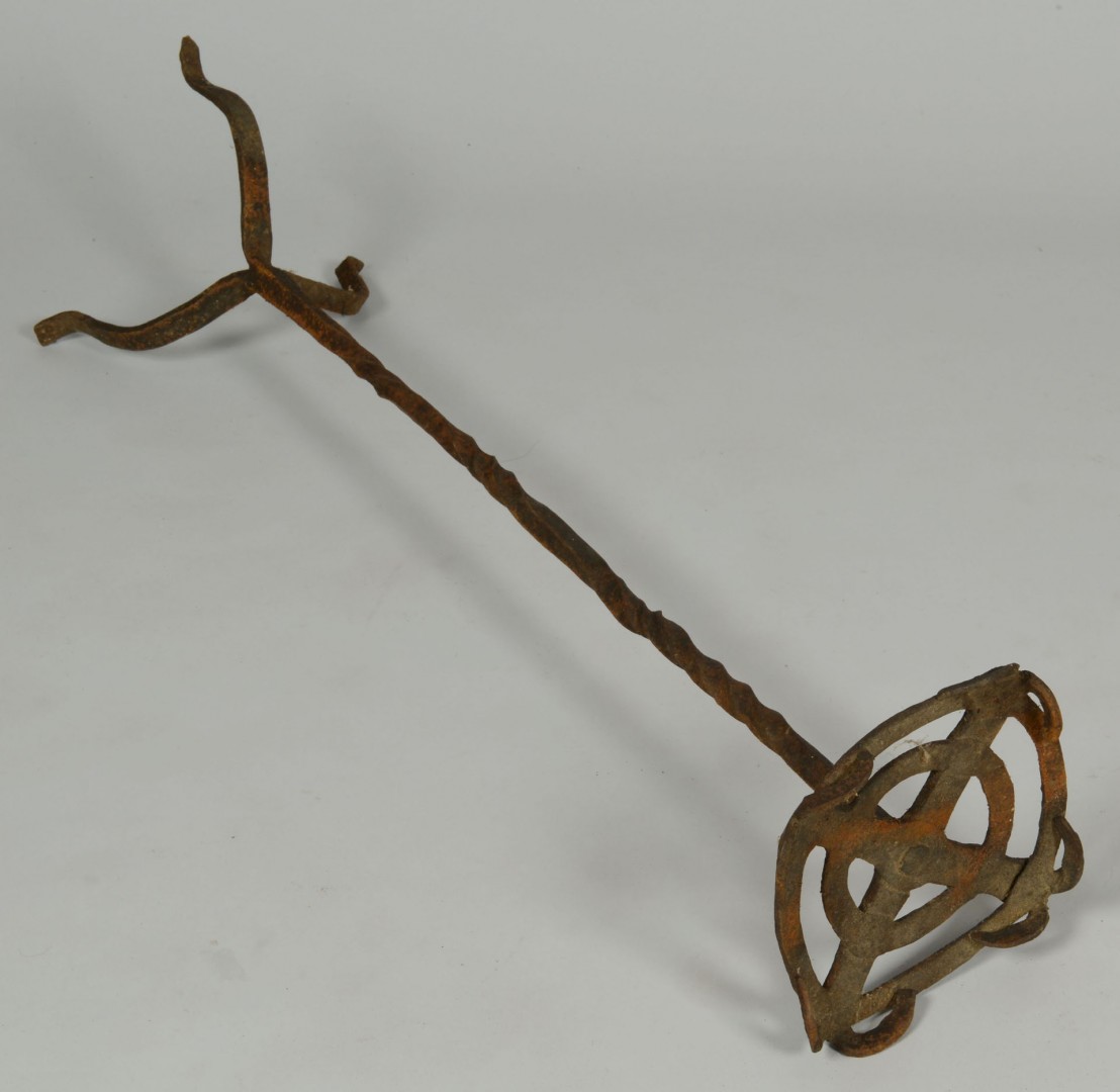Lot 540: Grouping of early wrought iron hearth items, 10