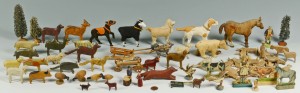 Lot 590: Group of early carved & painted farm animals