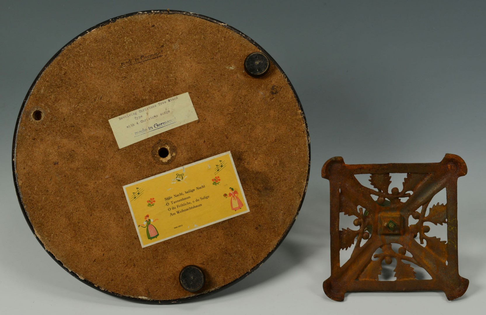 Lot 596: Early Christmas Tree Stand Related, One Musical