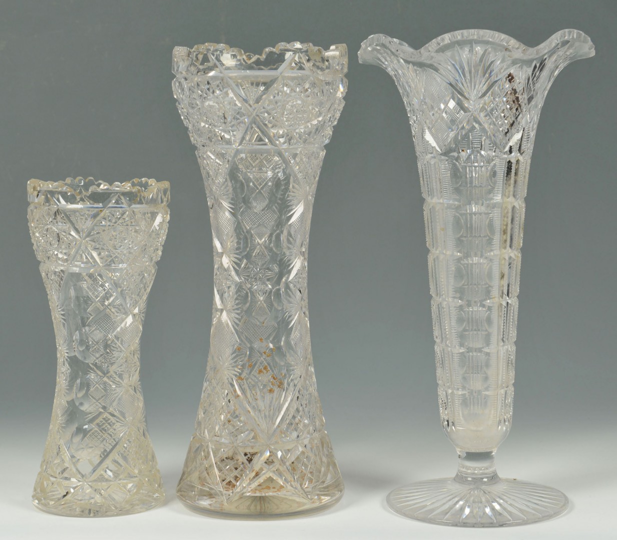 Lot 628: Grouping of 10 cut glass items