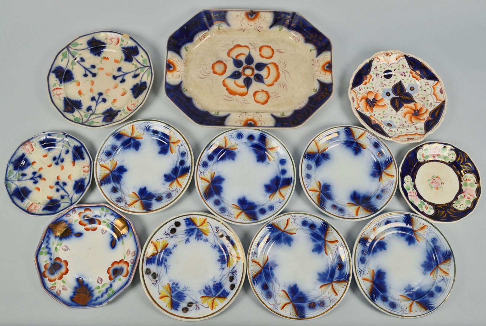 Lot 645: Large grouping of Gaudy Ironstone, 21 pieces