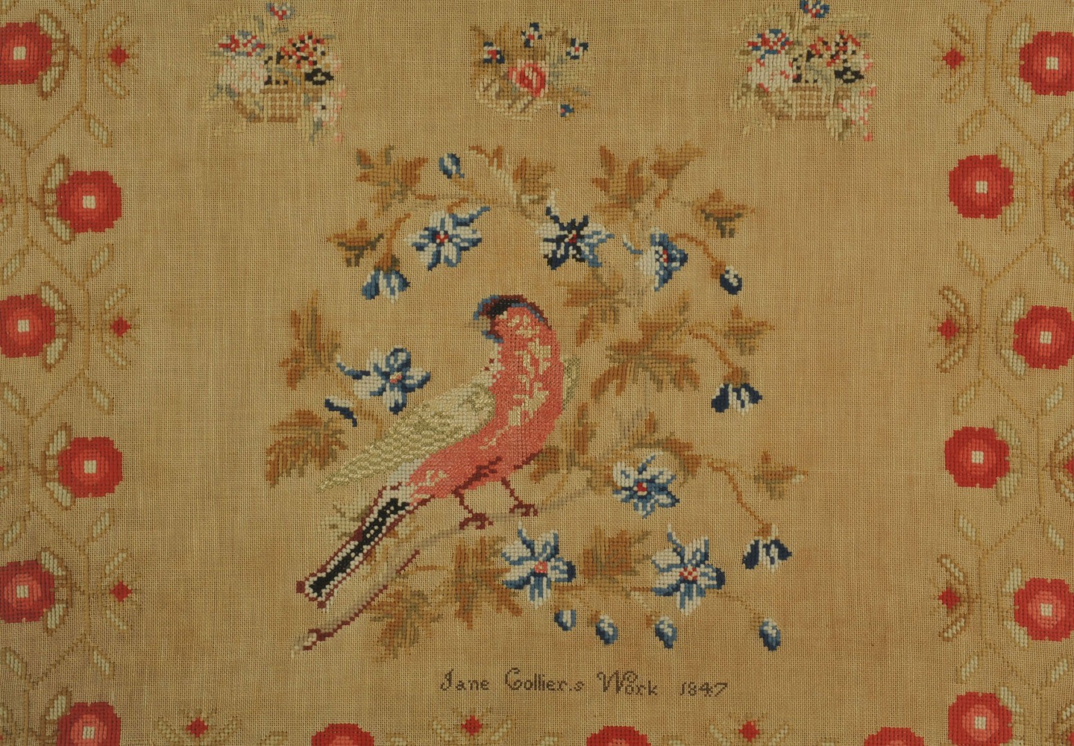 Lot 653: English needlework sampler, Jane Collier