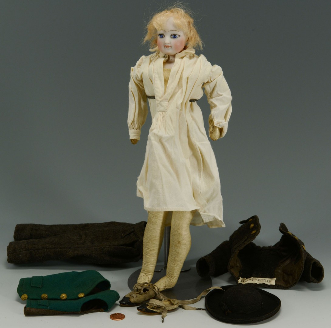 Lot 671: Rare French Fashion Gentleman Doll, labeled clothe
