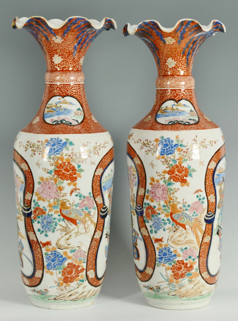 Lot 710: Pair Japanese Imari Porcelain Floor Vases
