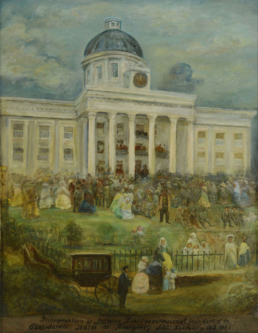 Lot 71: Lg. Painting of Jefferson Davis inauguration