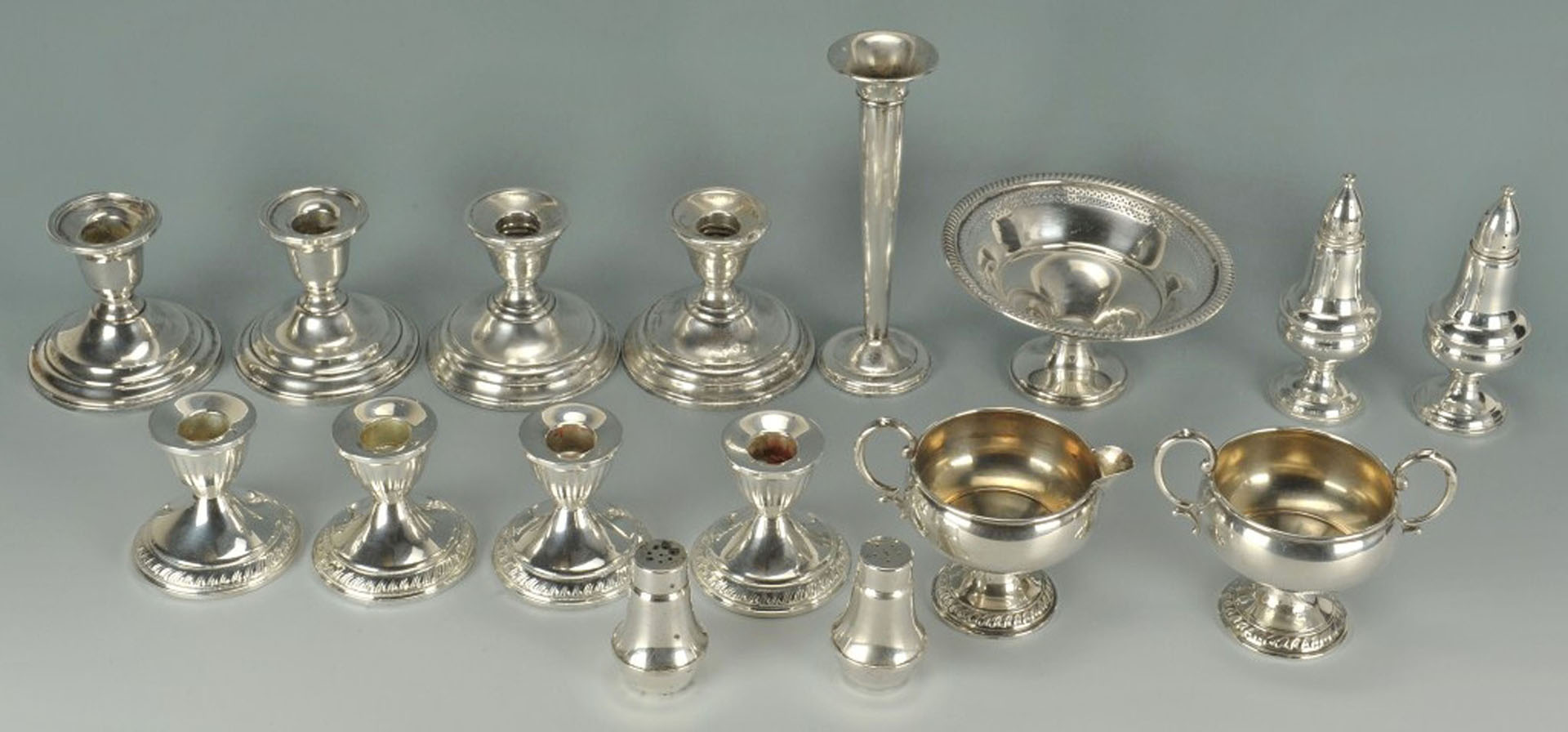 Lot 730: Grouping of Weighted Sterling Silver, 16 pcs.