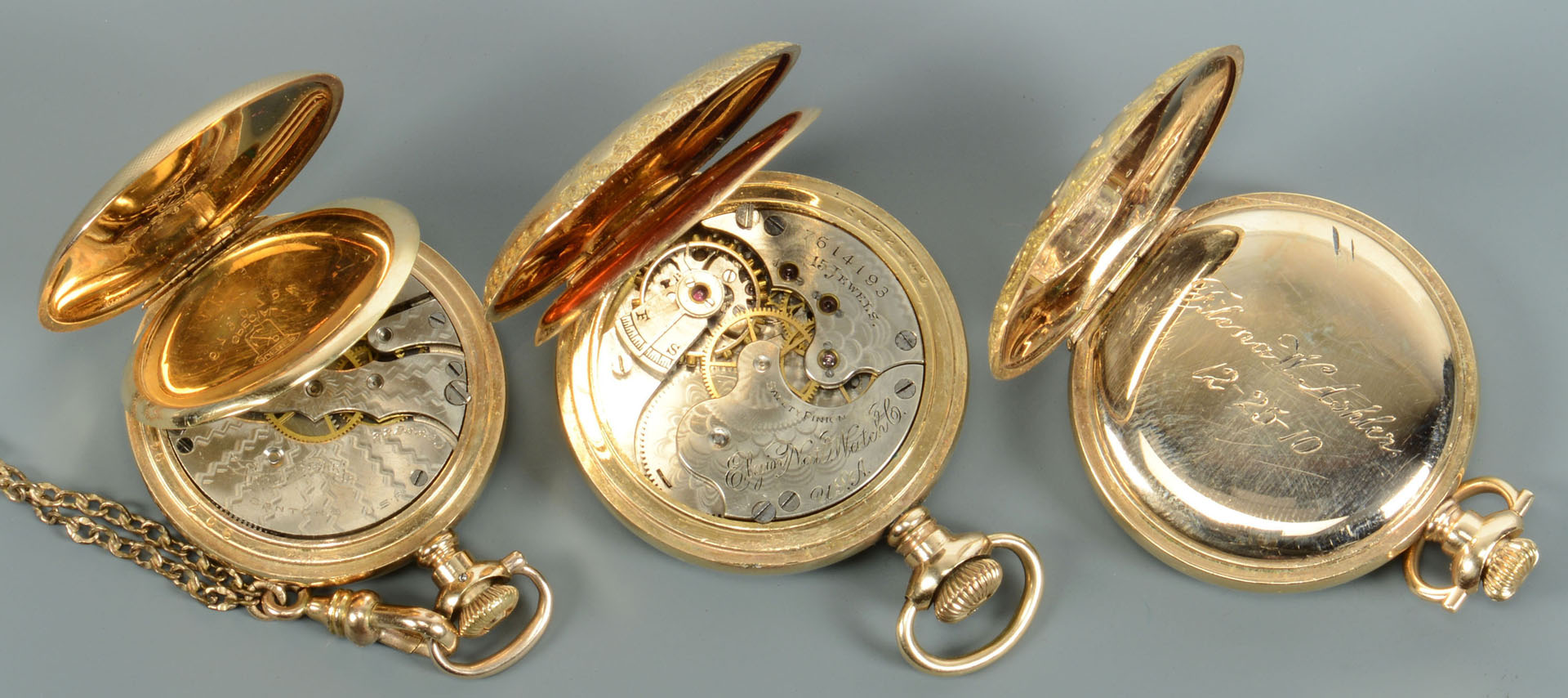 Lot 743: Group of 7 pocket watches, inc 14K Omega