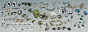 Lot 746: Large lot of silver jewelry with enamel and stones