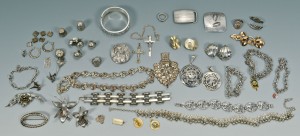 Lot 747: Large lot of silver jewelry, 37 pieces