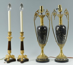 Lot 754: Two Pair of Antique Decorative Lamps