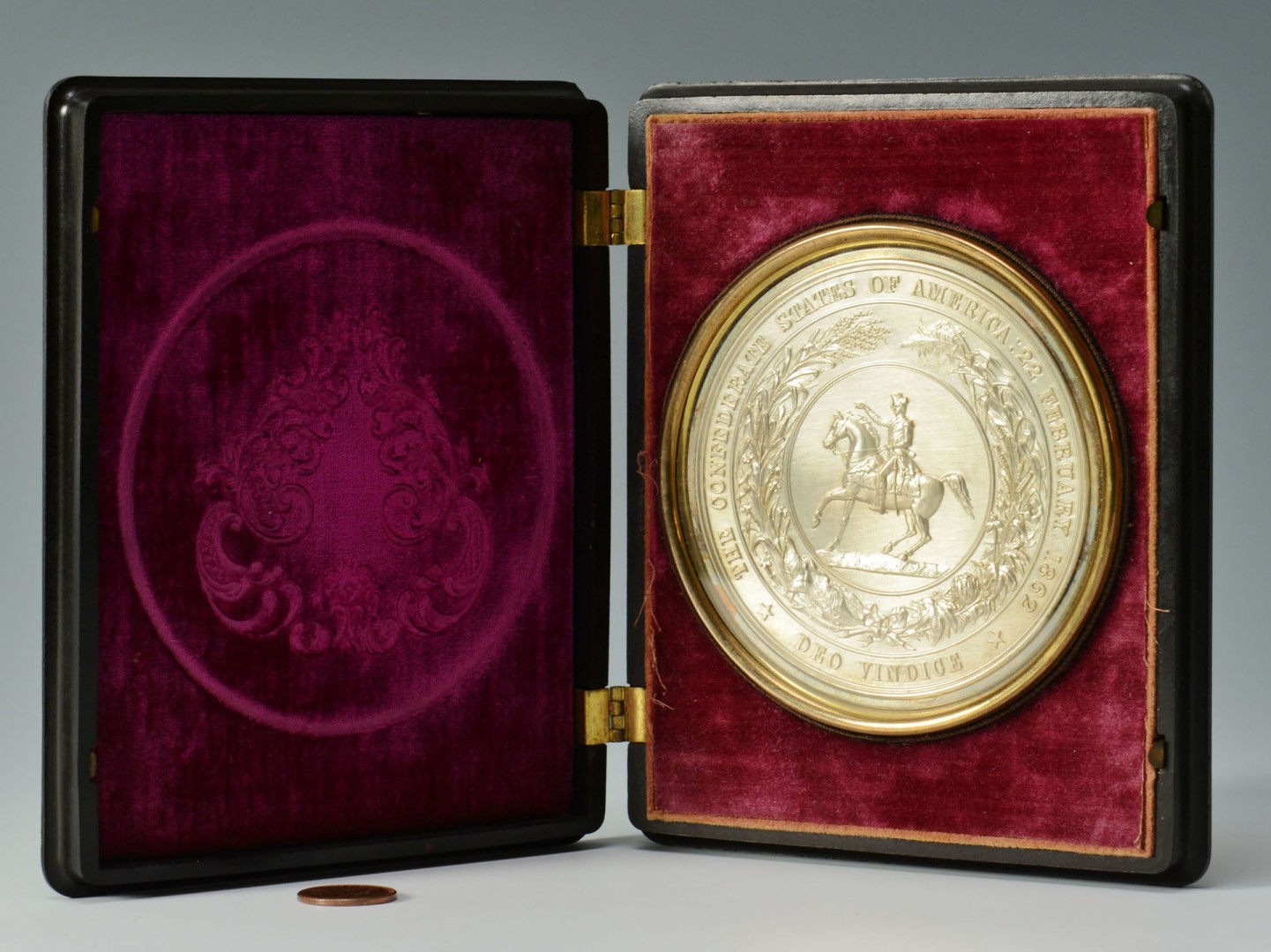 Lot 79: 1862 Confederate Seal Medallion, Gilded Copper