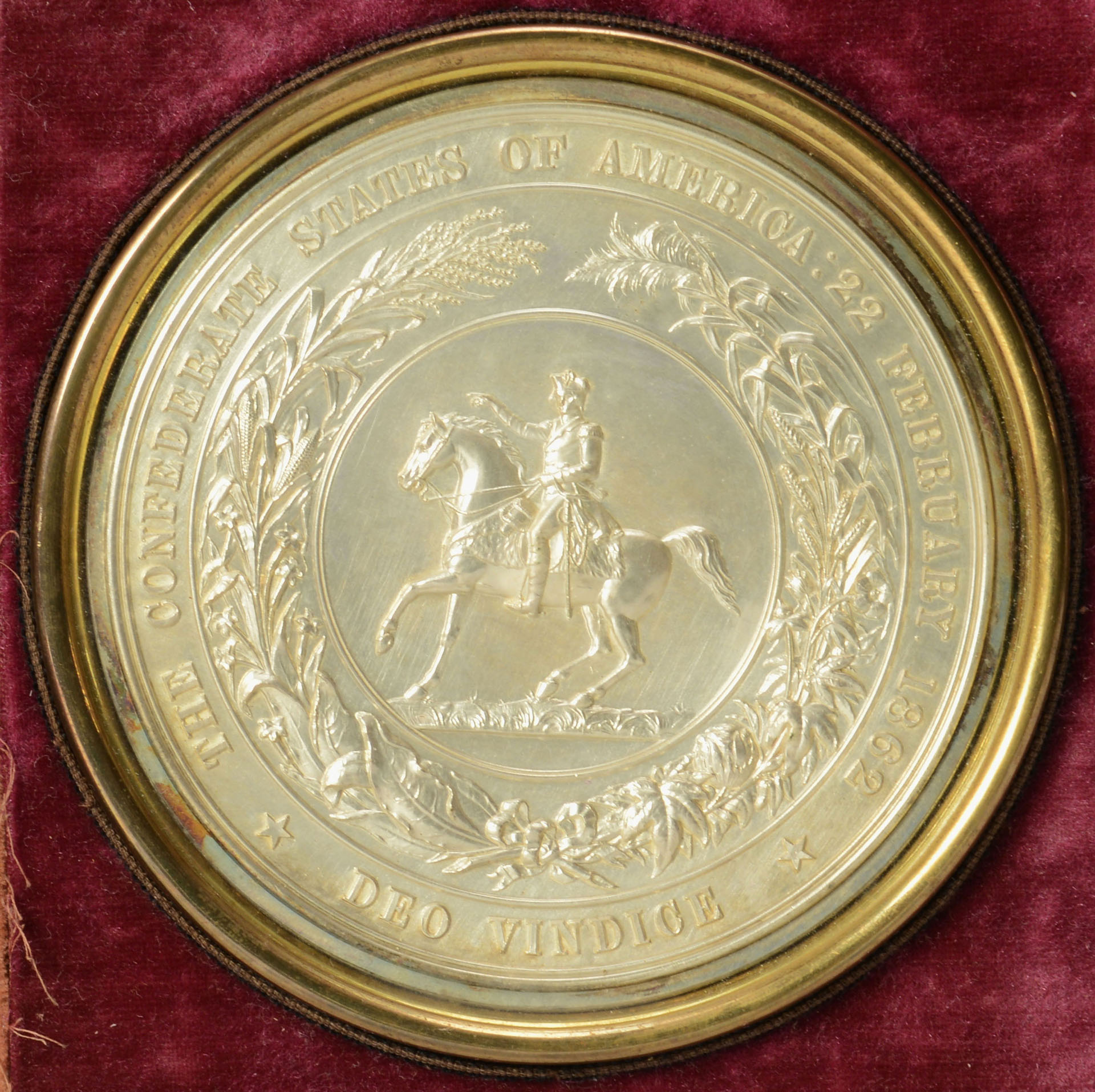 Lot 79: 1862 Confederate Seal Medallion, Gilded Copper | Case Antiques