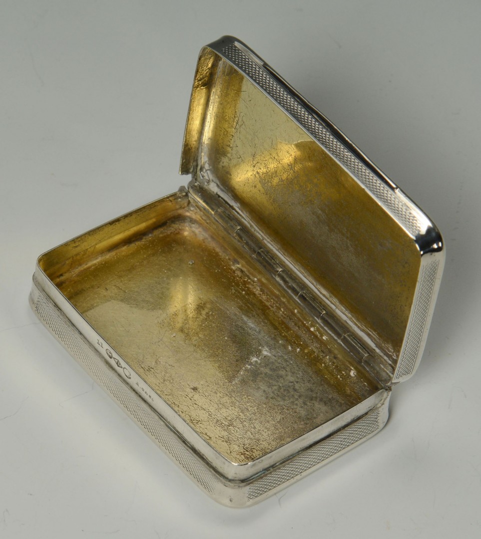 Lot 88: Coin silver snuff box, dated 1864