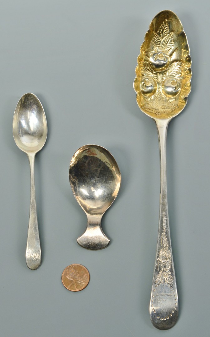 Lot 97: Elizabeth Morley, Ann & Hester Bateman spoons inc.