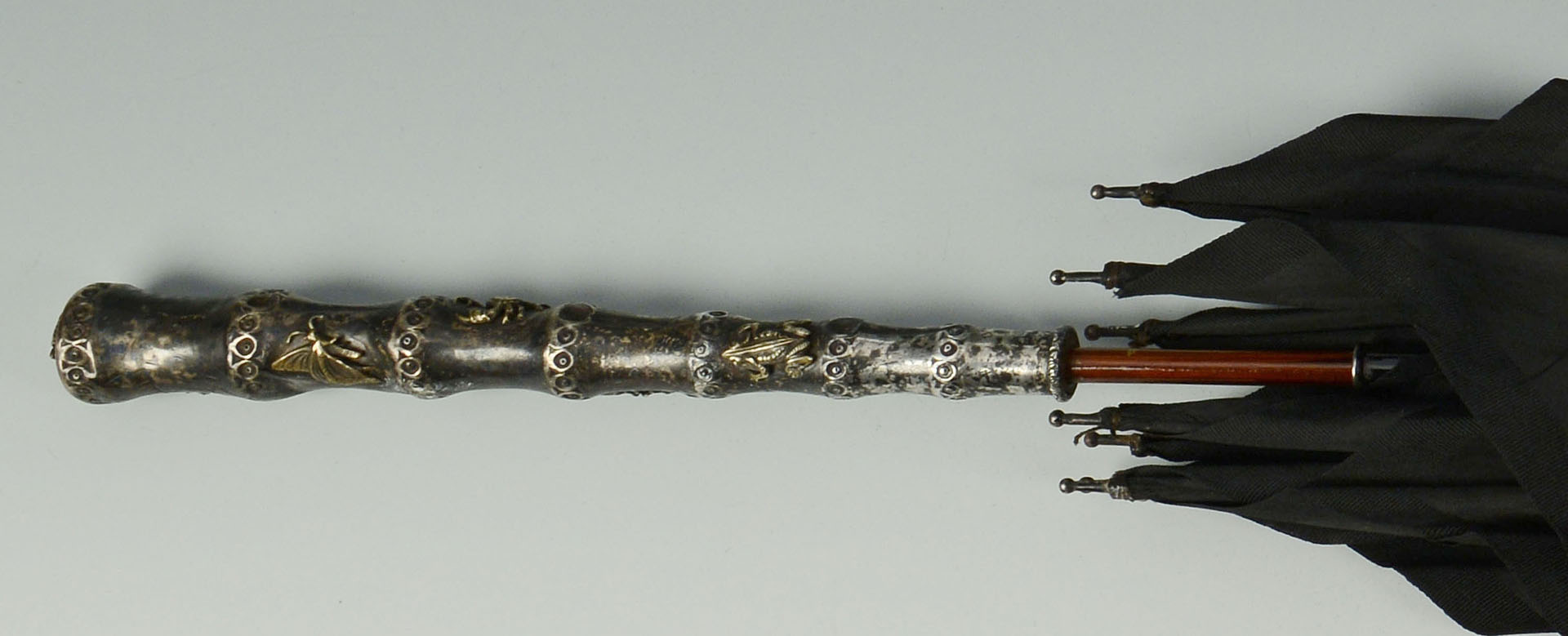 Lot 99: Sterling & Mixed Metal Umbrella w/applied insects
