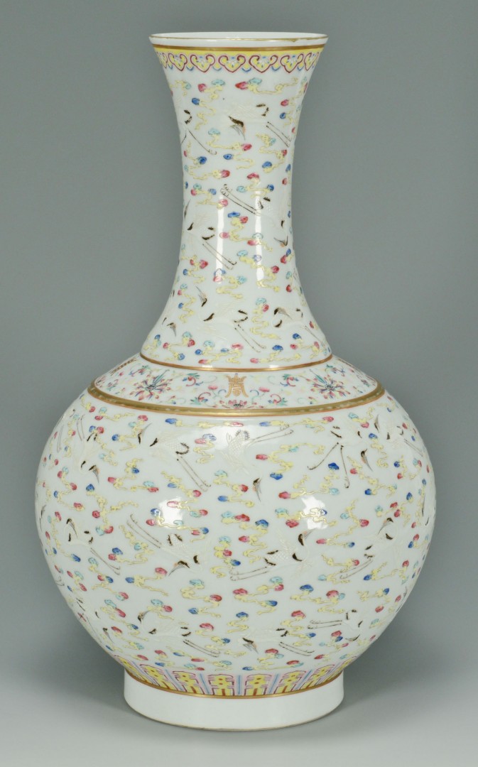 Lot 9: Chinese Porcelain Bottle Vase w/ Crane Decoration