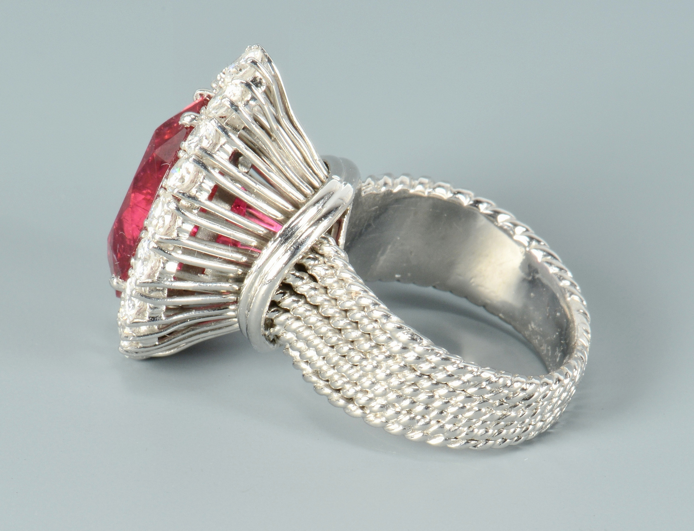 Lot 3088059: 14k Rubellite and Diamond Ring