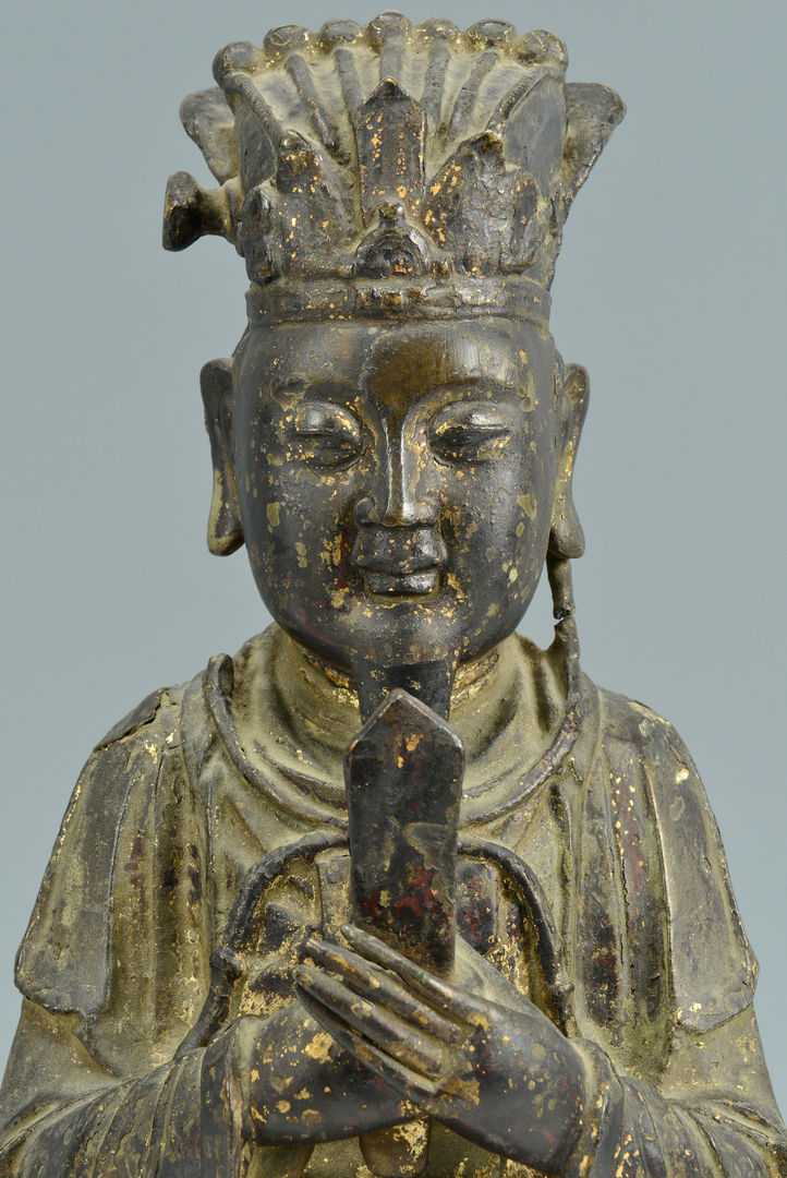Lot 3088087: Chinese Ming Gilt Bronze of Wenchang Wang