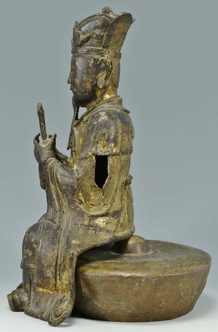 Lot 3088087: Chinese Ming Gilt Bronze of Wenchang Wang