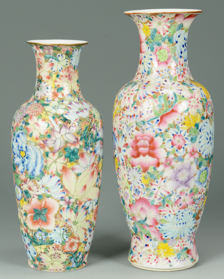 Lot 3088093: Pr. Chinese 100 Flowers Porcelain Vases