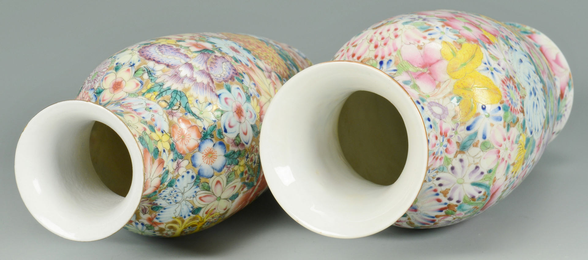 Lot 3088093: Pr. Chinese 100 Flowers Porcelain Vases