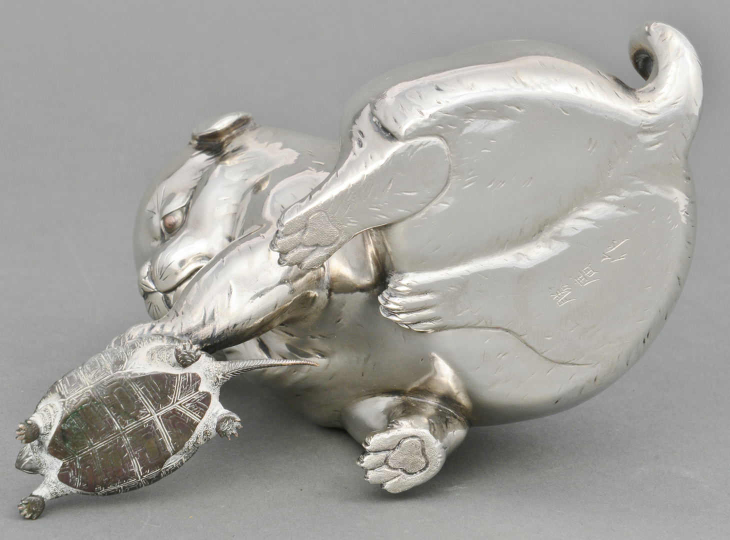Lot 3088096: Meiji Mixed Metal Figurine, Dog and Turtle