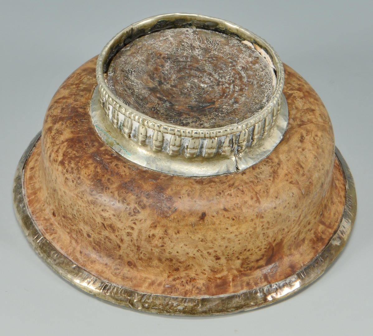 Lot 3088193: Silver mounted burled Mazer Bowl