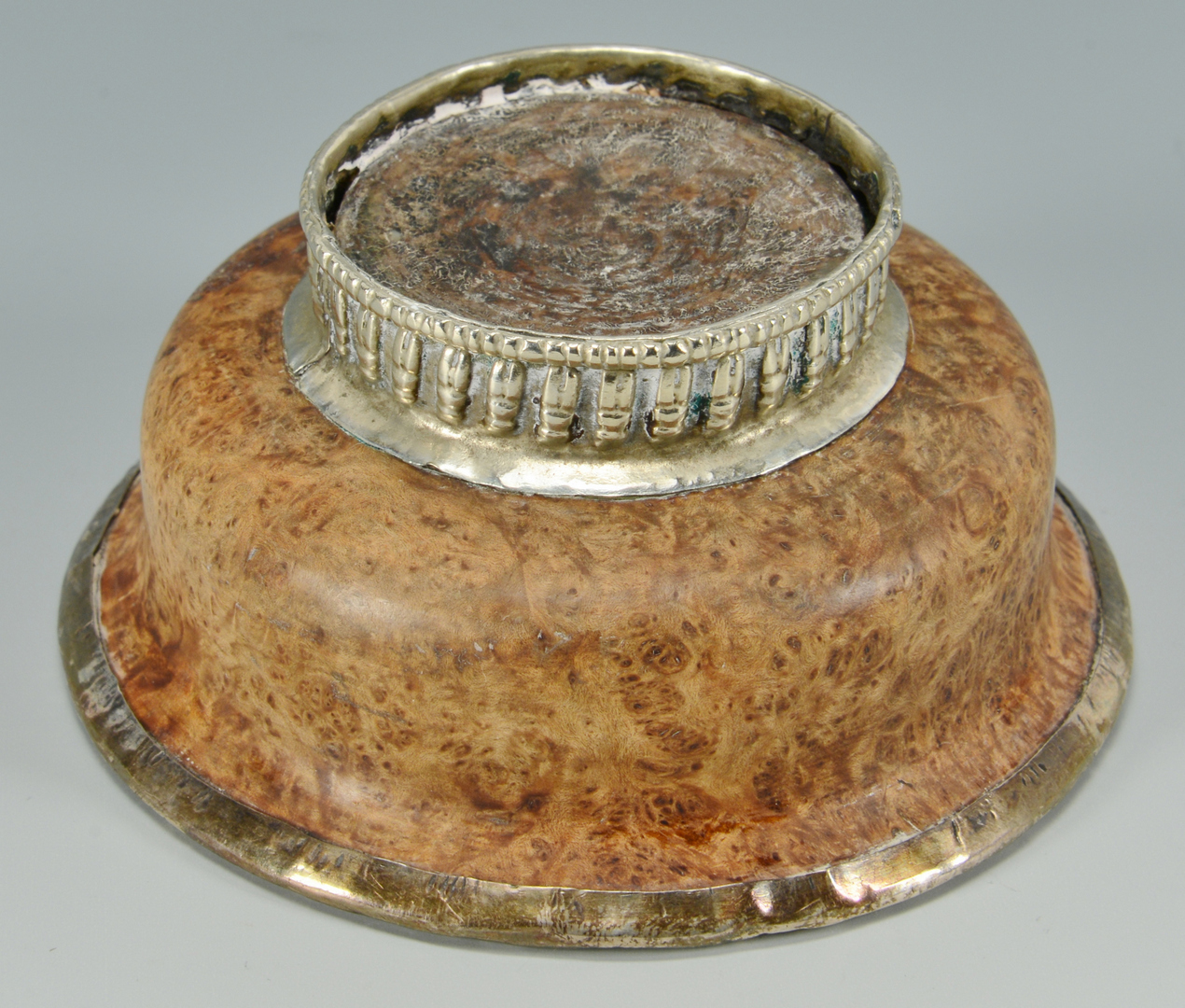 Lot 3088193: Silver mounted burled Mazer Bowl