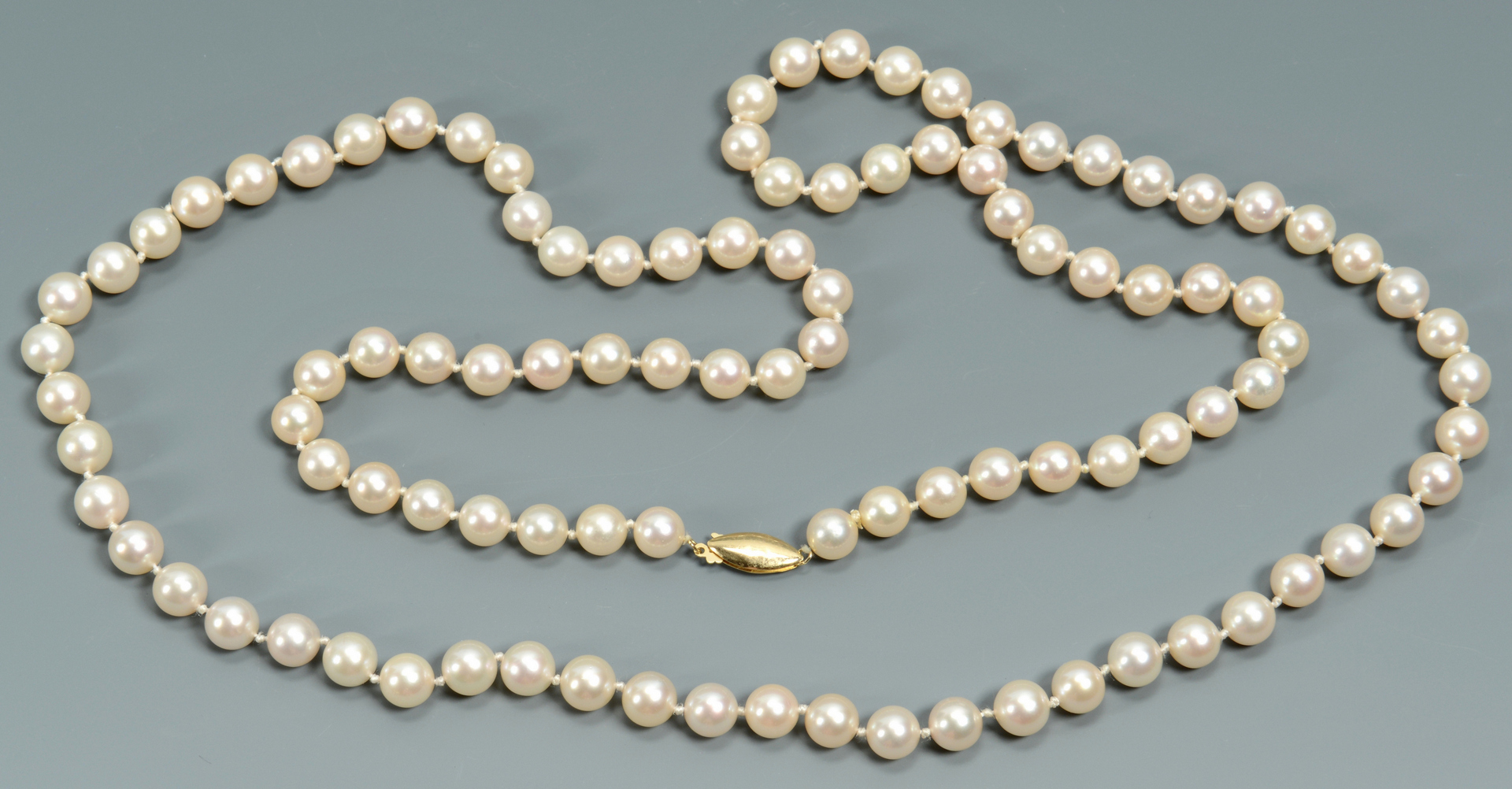 Lot 3088213: Long 8mm Cultured Pearl Necklace, 38"