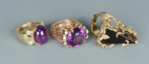 Lot 3088223: Three Semi-precious Rings