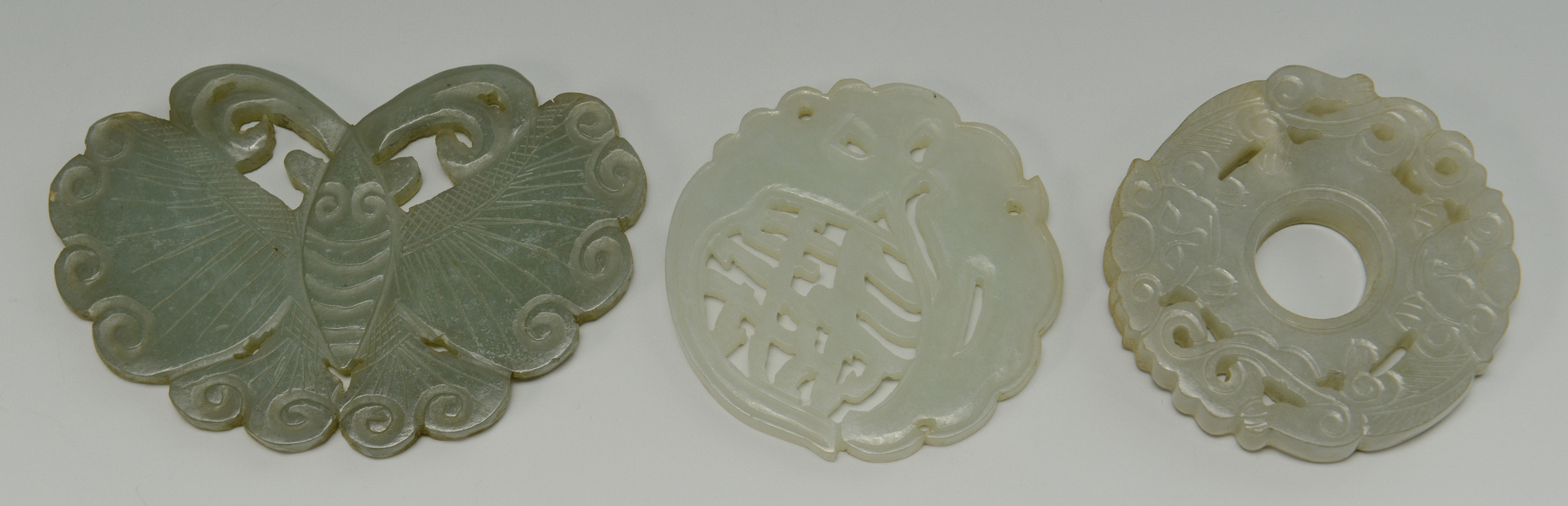 Lot 3088269: 3 Carved Chinese Jade Plaques