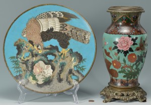 Lot 3088285: Cloisonne Vase and Plate