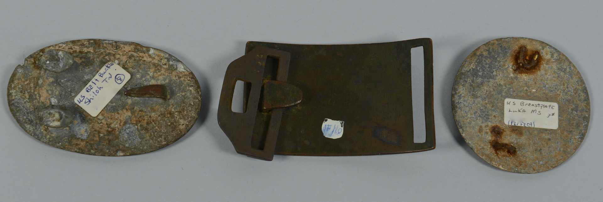 Lot 118: Grouping of Civil War buckles, bit, breastplate, b