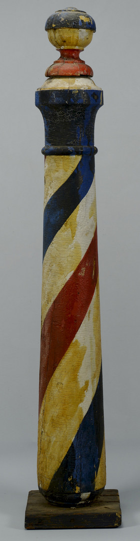 Lot 120: Early Painted Wooden Barber Pole