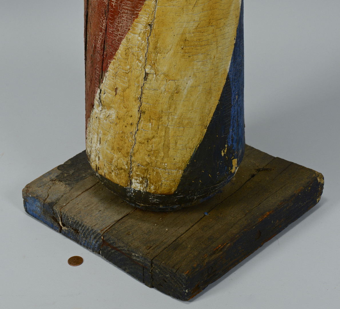 Lot 120: Early Painted Wooden Barber Pole