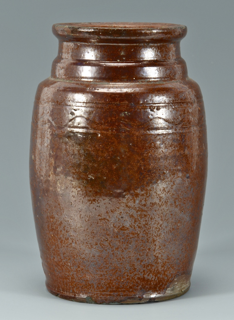 Lot 125: East TN Redware Preserving Jar, poss. Cain Pottery