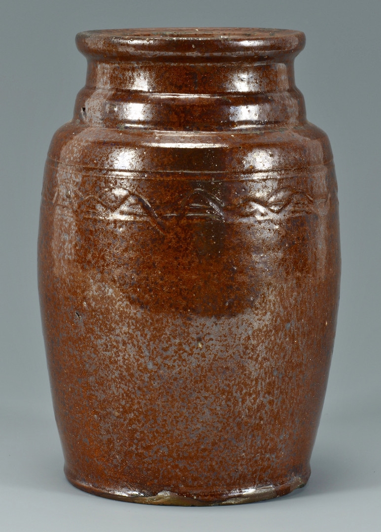 Lot 125: East TN Redware Preserving Jar, poss. Cain Pottery