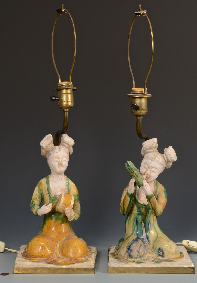 Lot 14: Pr. Chinese Musical Figure Lamps