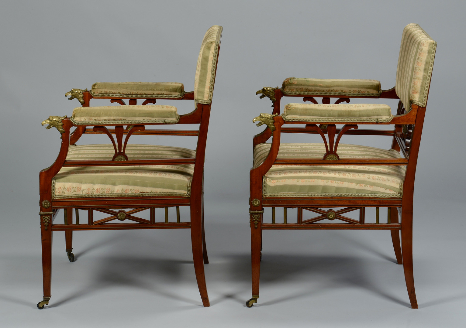 Lot 151: Pr. French Empire Style Armchairs