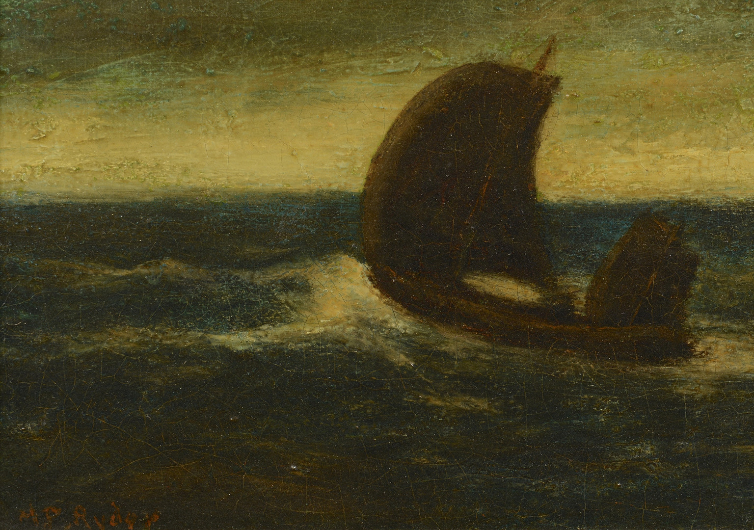 Lot 179: Albert Pinkham Ryder, "Boat at Sea"