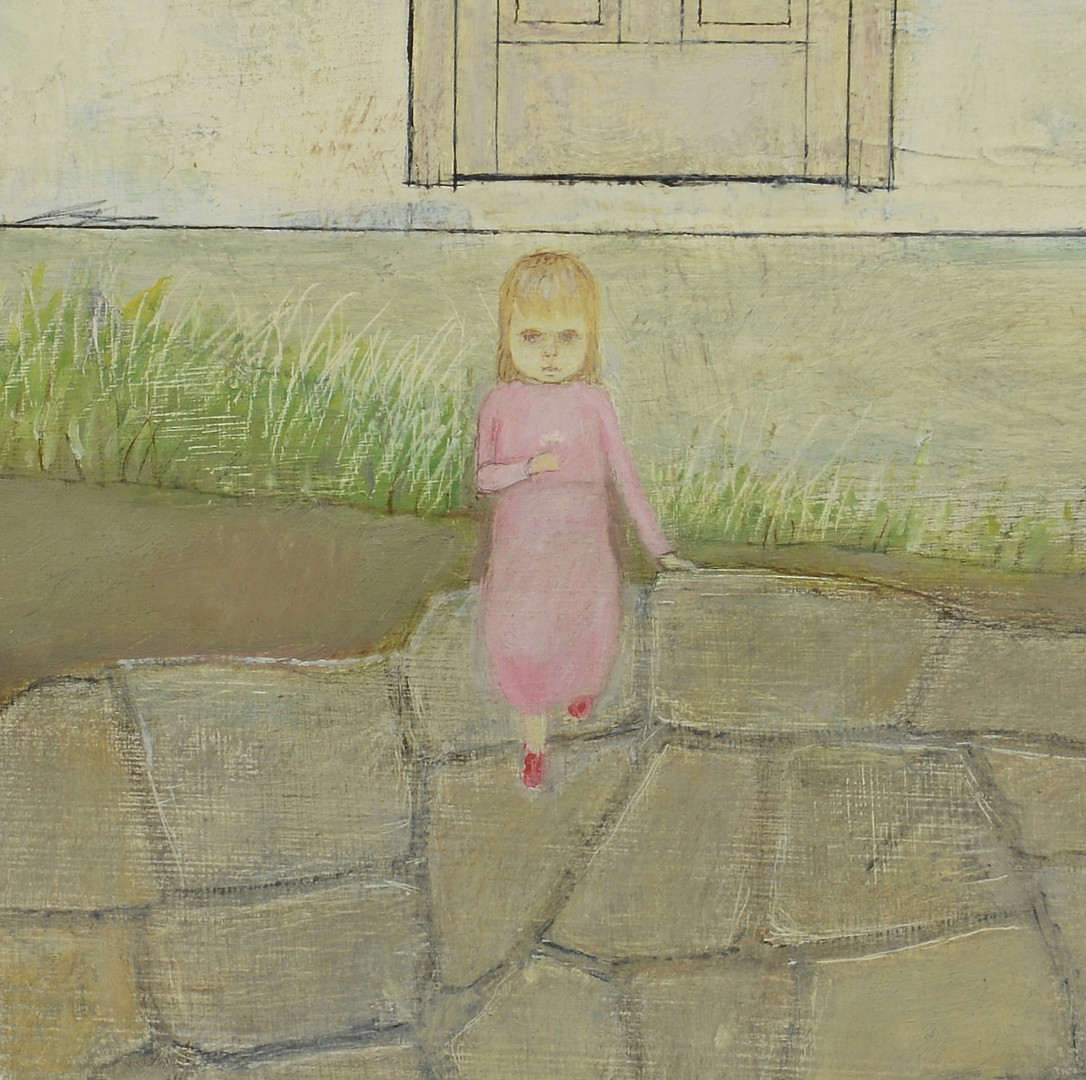 Lot 191: Bill Sawyer oil, "Little Girl with a Bouquet of Pi