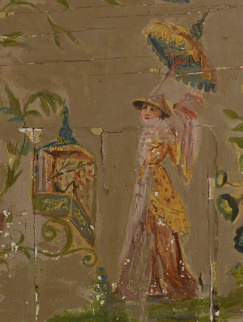 Lot 22: Pair Painted Chinoiserie Panels