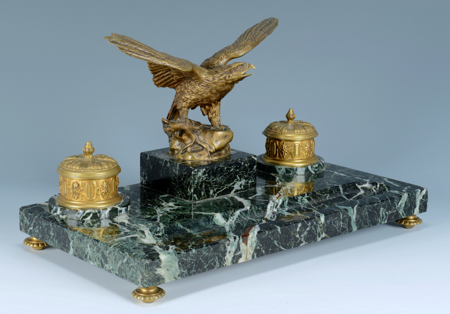 Lot 236: Marble Inkwell w/ Bronze Eagle