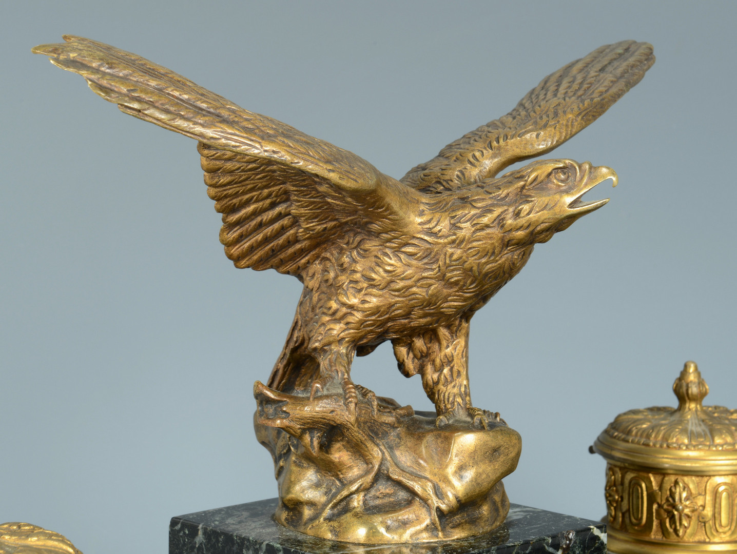 Lot 236: Marble Inkwell w/ Bronze Eagle