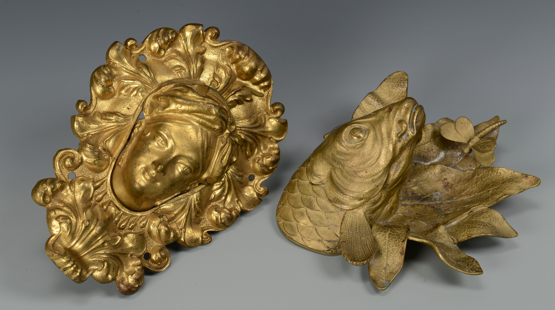 Lot 23: Carved Griffin & Decorative Brass