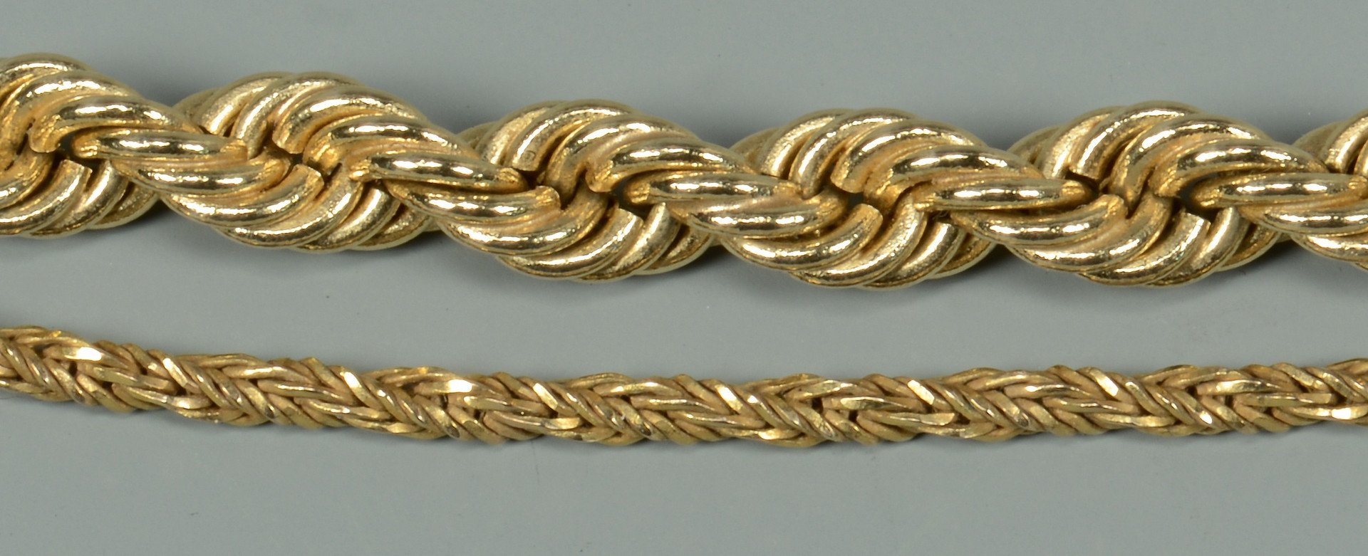 Lot 269: 2 14k Gold Rope Necklaces
