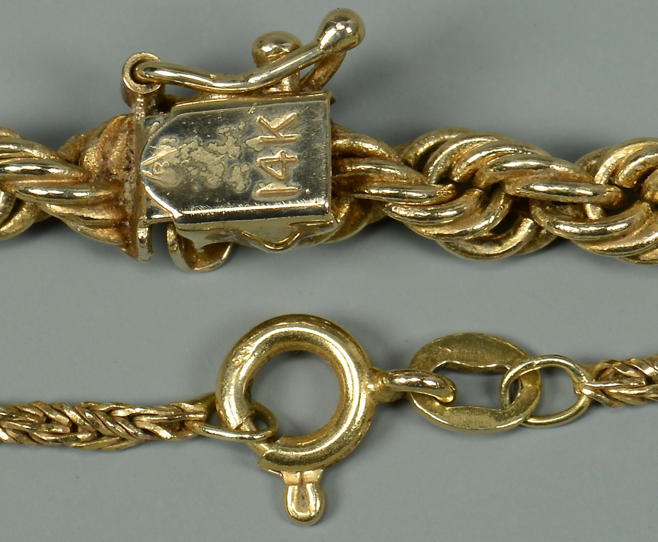 Lot 269: 2 14k Gold Rope Necklaces