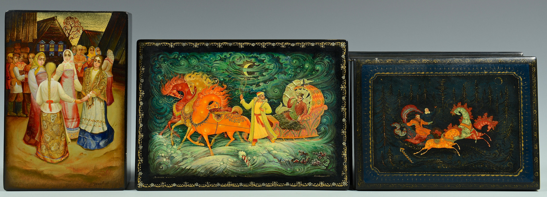 Lot 351: 8 Russian Lacquer Boxes