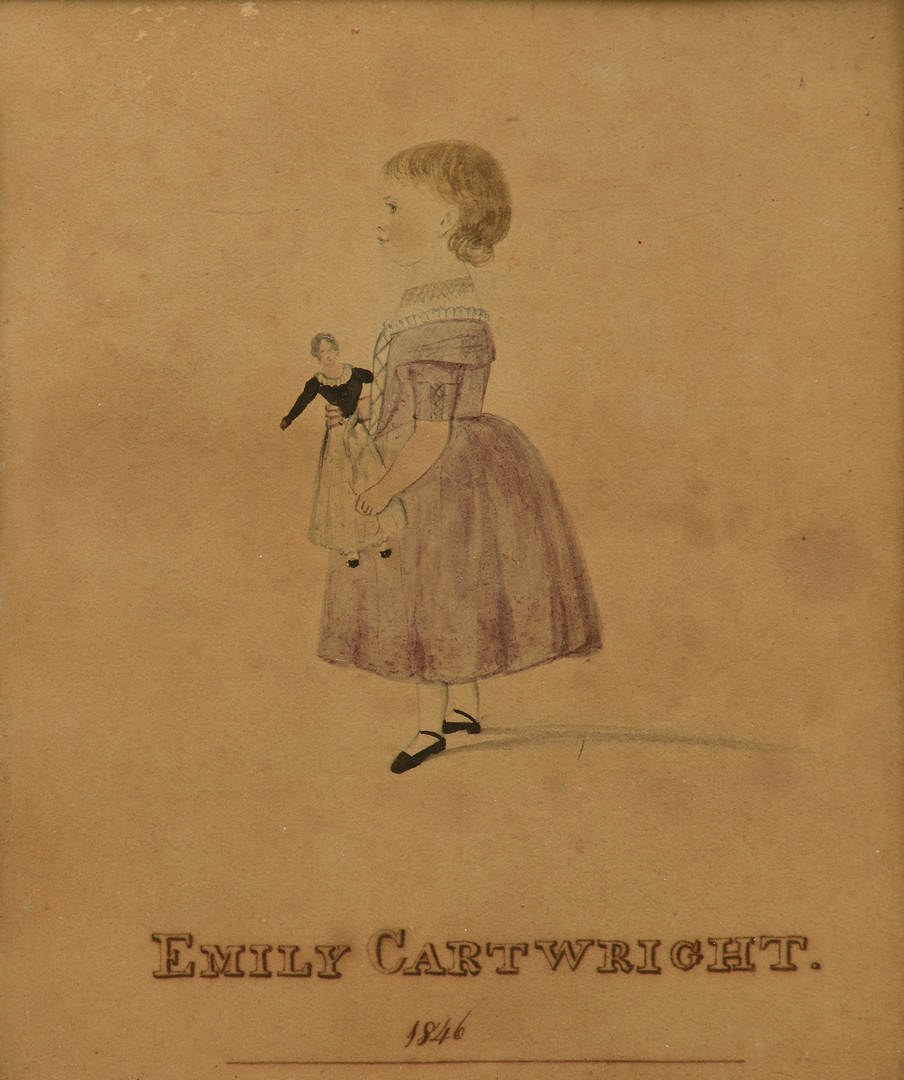 Lot 353: Folk Art Watercolor of Emily Cartwright